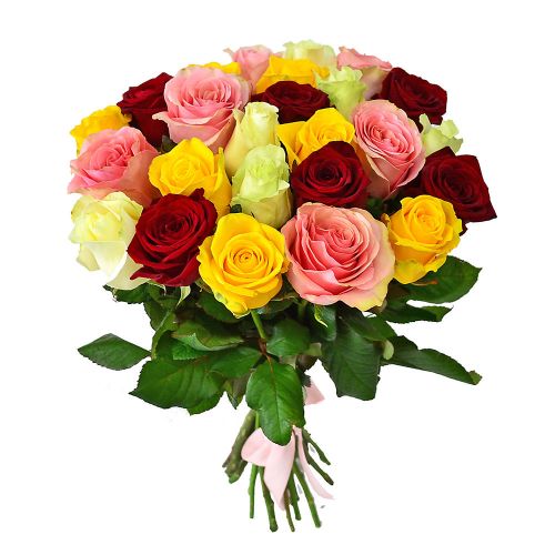 Купить 31-ну разноцветную розу с доставкой по Александровскому